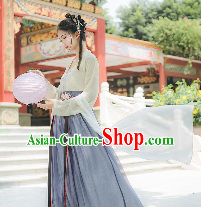 Traditional Chinese Tang Dynasty Young Lady Costume, Elegant Hanfu Clothing Embroidered Cardigan and Skirt, Chinese Ancient Princess Clothing for Women