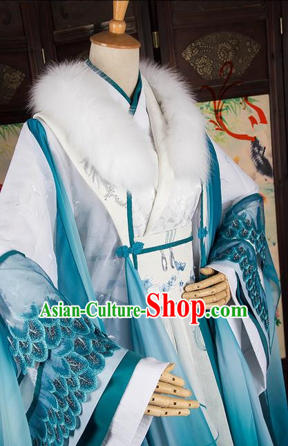 Traditional Chinese Han Dynasty Aristocratic Miss Costume, Elegant Hanfu Cosplay Peri Clothing Ancient Chinese Imperial Consort Dance Dress for Women