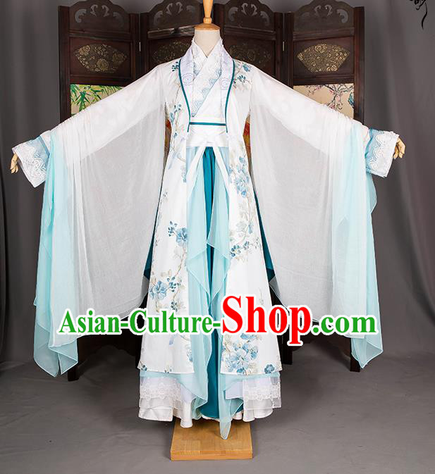 Traditional Chinese Han Dynasty Fairy Costume, Elegant Hanfu Cosplay Peri Clothing Ancient Chinese Imperial Princess Dance Dress for Women