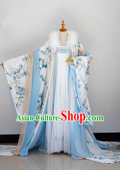 Traditional Chinese Tang Dynasty Aristocratic Miss Costume, Elegant Hanfu Cosplay Peri Clothing Ancient Chinese Imperial Princess Dress for Women