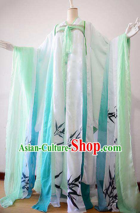 Traditional Chinese Cosplay Nobility Lady Costume, Chinese Ancient Painting Bamboo Hanfu Tang Dynasty Princess Dress Clothing for Women