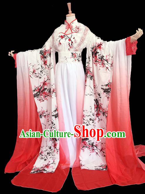 Traditional Chinese Cosplay Imperial Consort Costume, Chinese Ancient Printing Plum Blossom Hanfu Han Dynasty Princess Dress Clothing for Women