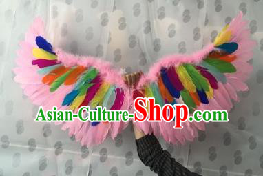 Top Grade Compere Professional Performance Catwalks Halloween Colorful Feather Wings, Traditional Brazilian Rio Carnival Dance Fancywork Clothing for Kids
