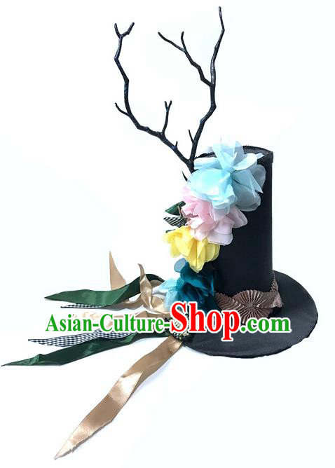 Top Grade Chinese Theatrical Headdress Ornamental Masquerade Flowers Top Hat, Brazilian Carnival Halloween Occasions Handmade Miami Headwear for Women