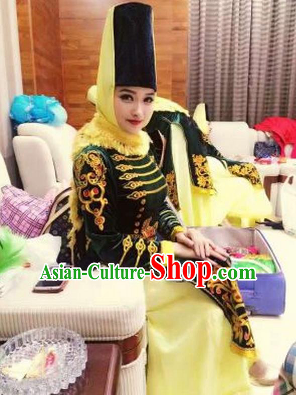 Traditional Chinese Uyghur Nationality Dance Costume, Folk Dance Ethnic Dress, Chinese Minority Nationality Uigurian Dance Clothing for Women