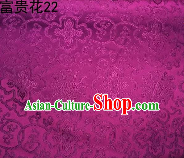 Asian Chinese Traditional Riches and Honour Flowers Rosy Embroidered Silk Fabric, Top Grade Arhat Bed Brocade Satin Tang Suit Hanfu Dress Fabric Cheongsam Cloth Material