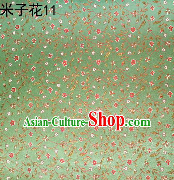 Asian Chinese Traditional Embroidered Shivering Floral Light Green Satin Mulberry Silk Fabric, Top Grade Brocade Tang Suit Hanfu Princess Dress Fabric Cheongsam Cloth Material