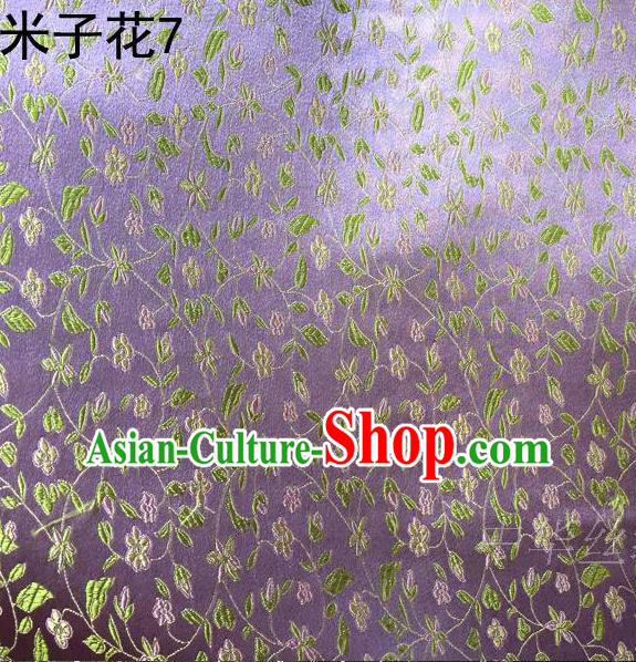 Asian Chinese Traditional Embroidered Shivering Floral Purple Satin Silk Fabric, Top Grade Brocade Tang Suit Hanfu Princess Dress Fabric Cheongsam Cloth Material