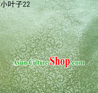 Asian Chinese Traditional Embroidery Leaves Light Green Satin Silk Fabric, Top Grade Arhat Bed Brocade Tang Suit Hanfu Dress Fabric Cheongsam Cloth Material