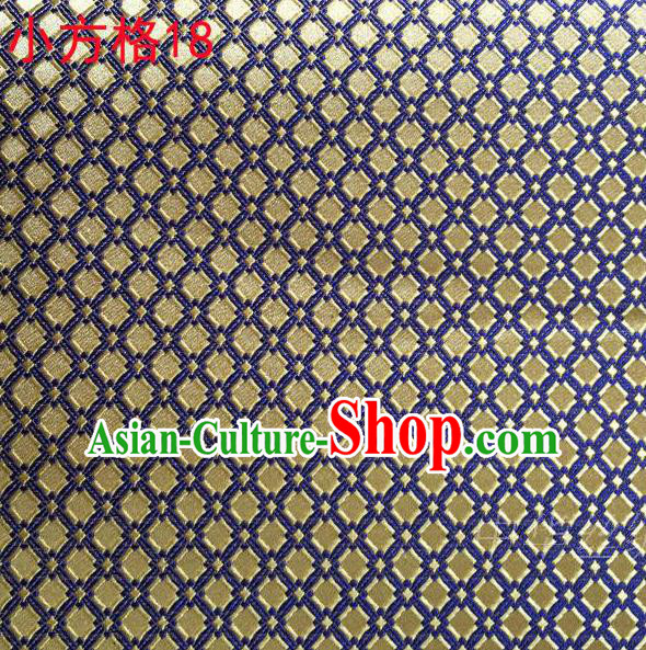 Asian Chinese Traditional Embroidery Yellow Small Check Silk Fabric, Top Grade Arhat Bed Brocade Tang Suit Hanfu Tibetan Dress Fabric Cheongsam Cloth Material