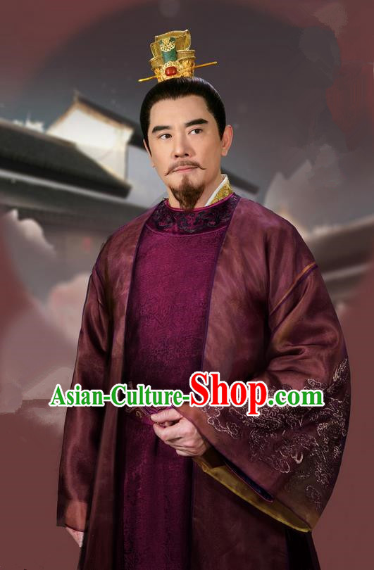 Traditional Asian Chinese Ancient Song Dynasty Royal Highness Costume, China Elegant Hanfu Clothing Minister Nobility Embroidered Robes Complete Set