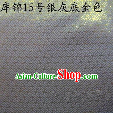 Asian Chinese Traditional Jacquard Weave Golden Grey Xiuhe Suit Satin Silk Fabric, Top Grade Brocade Tang Suit Hanfu Dress Fabric Cheongsam Cloth Material
