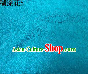 Asian Chinese Traditional Embroidering Flower Lake Blue Xiuhe Suit Satin Thangka Silk Fabric, Top Grade Brocade Tang Suit Hanfu Dress Fabric Cheongsam Cloth Material