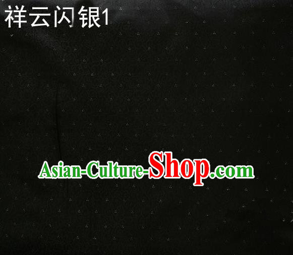 Asian Chinese Traditional Embroidery Gold Thread Black Satin Silk Fabric, Top Grade Brocade Tang Suit Hanfu Fabric Cheongsam Cloth Material