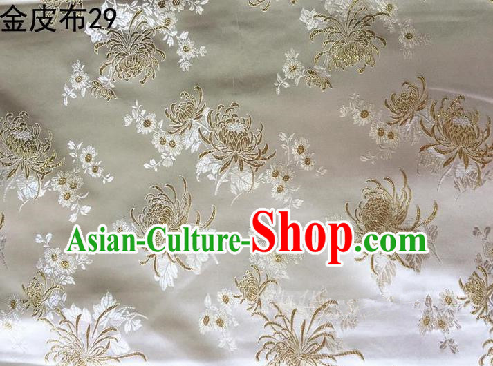 Asian Chinese Traditional Handmade Embroidery Chrysanthemum Flowers Satin Silk Fabric, Top Grade Nanjing Brocade Tang Suit Hanfu Fabric Cheongsam Cloth Material