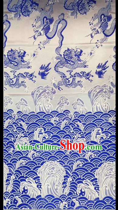 Asian Chinese Traditional Handmade Embroidery Dragon Satin Silk Fabric, Top Grade Nanjing Brocade Tang Suit Hanfu Fabric Cheongsam Cloth Material