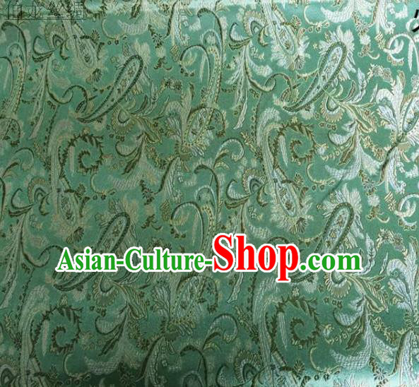 Asian Chinese Traditional Handmade Embroidery Ham Flowers Satin Wedding Silk Fabric, Top Grade Nanjing Brocade Tang Suit Hanfu Fabric Cheongsam Green Cloth Material
