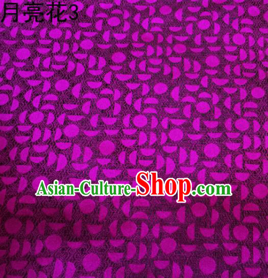 Asian Chinese Traditional Handmade Embroidery Moon Flowers Satin Silk Fabric, Top Grade Nanjing Brocade Tang Suit Hanfu Fabric Cheongsam Purple Cloth Material