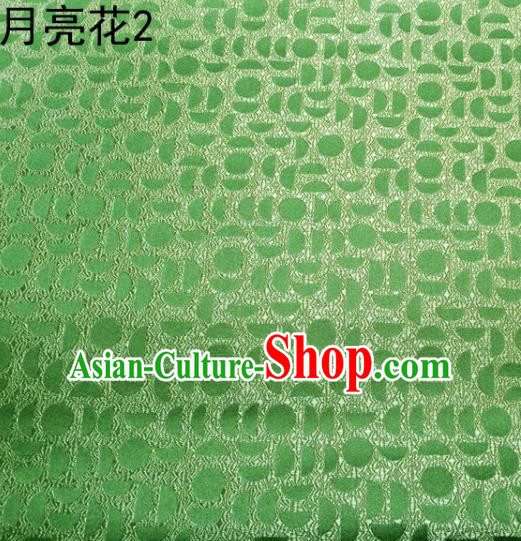 Asian Chinese Traditional Handmade Embroidery Moon Flowers Satin Silk Fabric, Top Grade Nanjing Brocade Tang Suit Hanfu Fabric Cheongsam Green Cloth Material