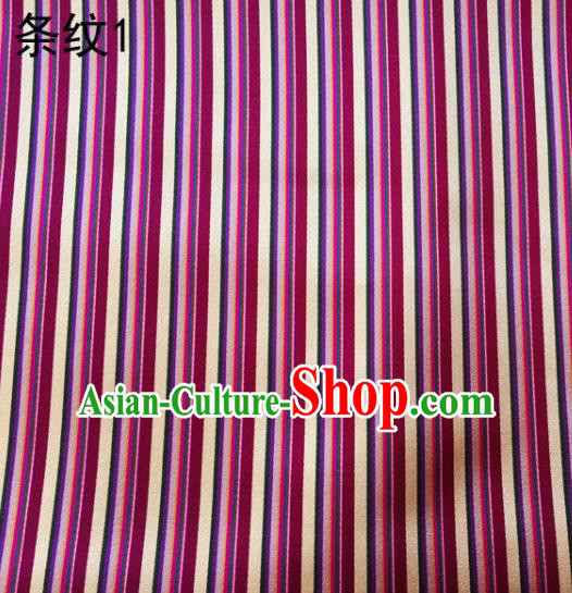 Asian Chinese Traditional Handmade Printing Column Bar Satin Thangka Red Silk Fabric, Top Grade Nanjing Brocade Tang Suit Hanfu Fabric Cheongsam Cloth Material