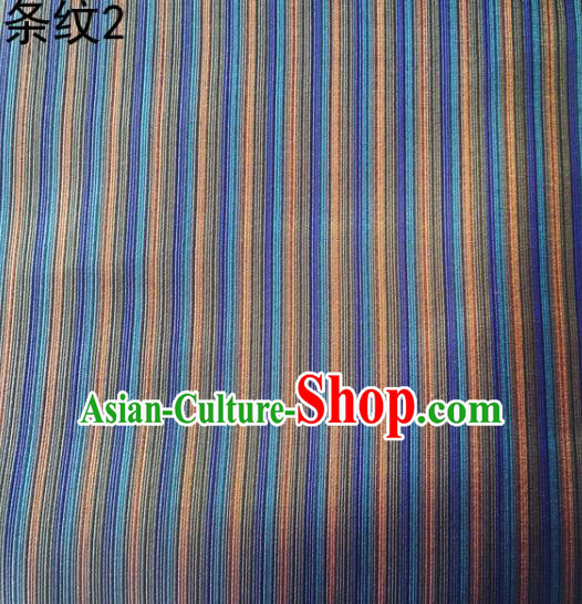 Asian Chinese Traditional Handmade Printing Column Bar Satin Thangka Blue Silk Fabric, Top Grade Nanjing Brocade Tang Suit Hanfu Fabric Cheongsam Cloth Material