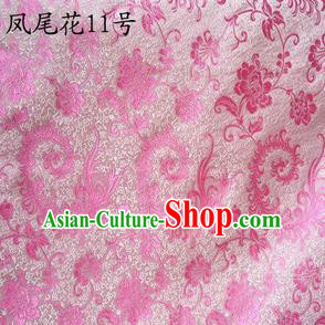 Traditional Asian Chinese Handmade Embroidery Pink Ombre Peony Flowers Satin Silk Fabric, Top Grade Nanjing Brocade Tang Suit Hanfu Clothing Fabric Cheongsam Cloth Material