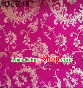Traditional Asian Chinese Handmade Embroidery Ombre Peony Flowers Satin Rosy Silk Fabric, Top Grade Nanjing Brocade Tang Suit Hanfu Clothing Fabric Cheongsam Cloth Material