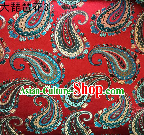 Traditional Asian Chinese Handmade Embroidery Pipa Take Satin Red Silk Fabric, Top Grade Nanjing Brocade Ancient Costume Tang Suit Hanfu Clothing Fabric Cheongsam Cloth Material