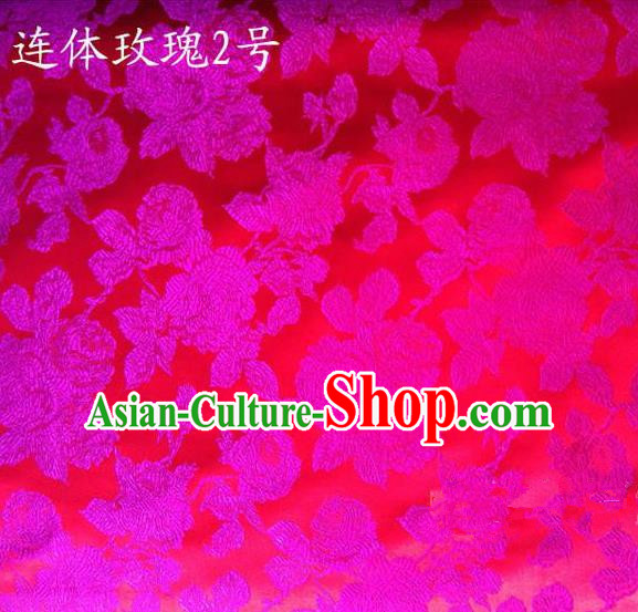 Traditional Asian Chinese Handmade Printing Flowers Satin Pink Silk Fabric, Top Grade Nanjing Brocade Tang Suit Hanfu Clothing Fabric Cheongsam Cloth Material