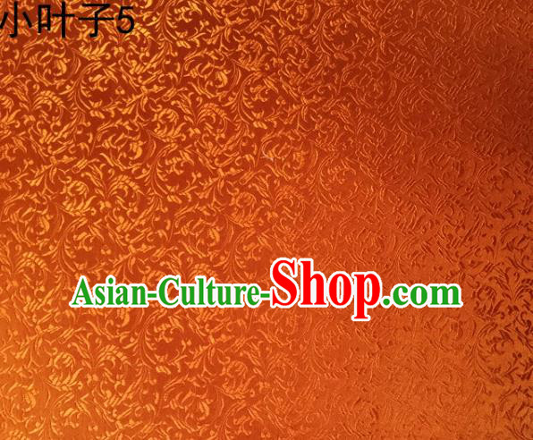 Traditional Asian Chinese Handmade Embroidery Wheat Leaf Satin Silk Fabric, Top Grade Nanjing Orange Brocade Tang Suit Hanfu Clothing Fabric Cheongsam Cloth Material