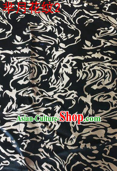 Traditional Asian Chinese Handmade Embroidery Silk Satin Tang Suit Black Fabric, Nanjing Brocade Ancient Costume Hanfu Cheongsam Cloth Material