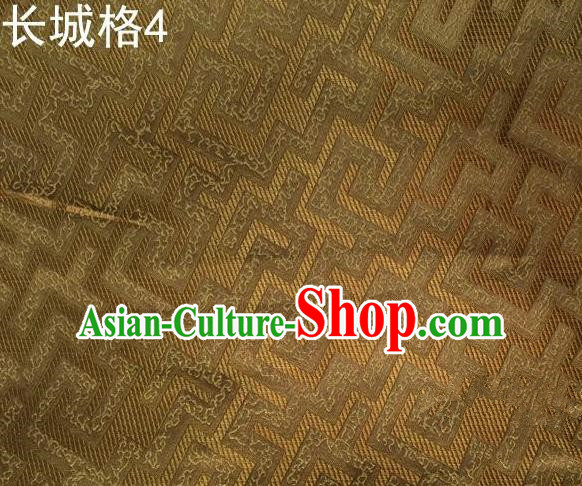 Traditional Asian Chinese Handmade Jacquard Weave Satin Tang Suit Golden Silk Fabric, Top Grade Nanjing Brocade Ancient Costume Hanfu Clothing Fabric Cheongsam Cloth Material