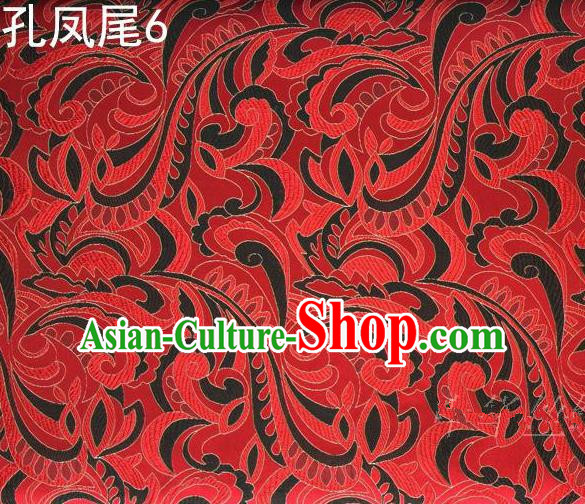 Traditional Asian Chinese Handmade Embroidery Ombre Flowers Satin Tang Suit Red Silk Fabric, Top Grade Nanjing Brocade Ancient Costume Hanfu Clothing Fabric Cheongsam Cloth Material
