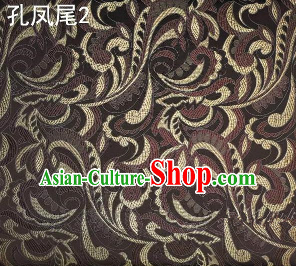 Traditional Asian Chinese Handmade Embroidery Ombre Flowers Satin Tang Suit Brown Silk Fabric, Top Grade Nanjing Brocade Ancient Costume Hanfu Clothing Fabric Cheongsam Cloth Material