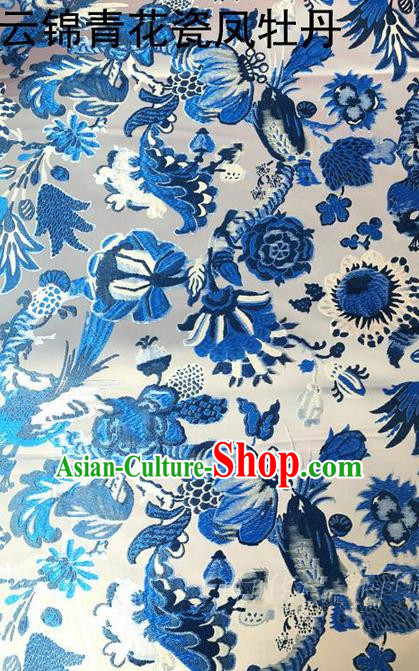 Traditional Asian Chinese Handmade Embroidery Peony Silk Satin Tang Suit Fabric, Nanjing Brocade Ancient Costume Hanfu Cheongsam Cloth Material