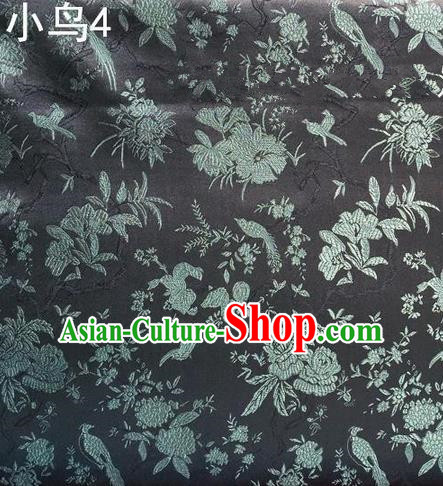 Traditional Asian Chinese Handmade Embroidery Flowers Pattern Silk Satin Tang Suit Mandarin Prince Robes Grey Fabric, Nanjing Brocade Ancient Costume Hanfu Cheongsam Cloth Material