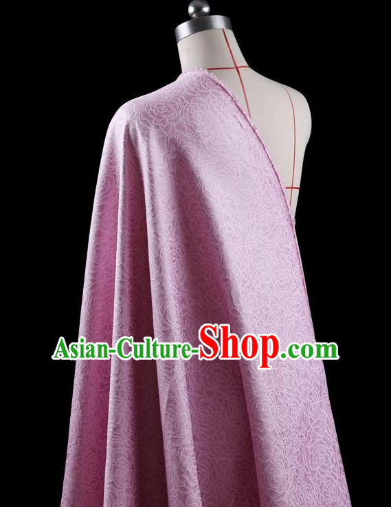 Traditional Asian Chinese Handmade Embroidery Jacquard Weave Coat Silk Tapestry Pink Fabric Drapery, Top Grade Nanjing Brocade Ancient Costume Cheongsam Cloth Material