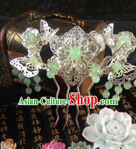 Traditional Handmade Chinese Ancient Classical Hair Accessories, Princess Butterfly Step Shake Hair Sticks, Hair Fascinators Hairpins for Women