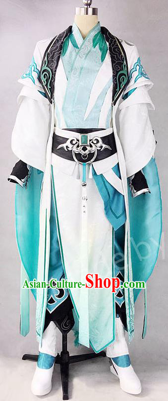 Asian Chinese Traditional Cospaly Costume Customization Ancient Prince Costume Complete Set, China Elegant Hanfu Swordsman Nobility Childe Clothing for Men