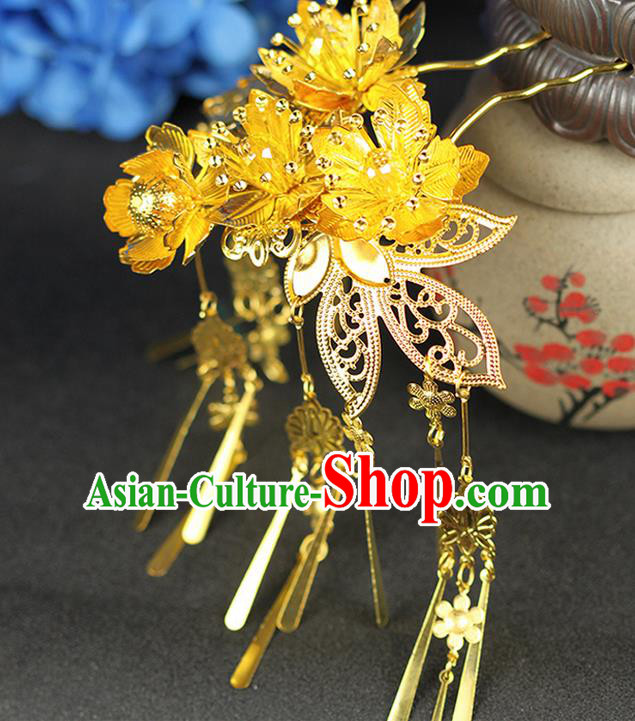 Chinese Ancient Style Hair Jewelry Accessories Wedding Luxury Tassel Step Shake, Hanfu Xiuhe Suits Bride Handmade Hairpins for Women