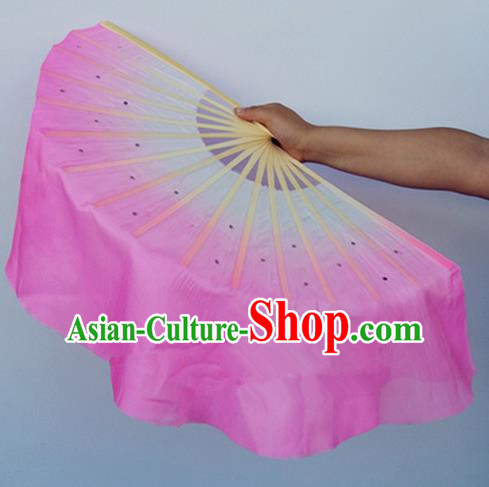 Pink Pure Silk Traditional Chinese Fans Oriental Fan Folk Dance Dance Cultural Hand Fan