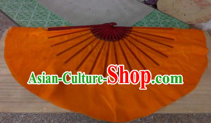 Pure Silk Traditional Chinese Fans Oriental Orange Ribbon Fan Folk Dance Cultural Yangko Dance Hand Fan
