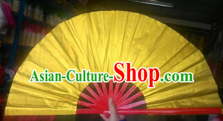 Pure Silk Traditional Chinese Fans Oriental Golden Kung Fu Folding Fan Folk Dance Cultural Tai Chi Dance Hand Fan