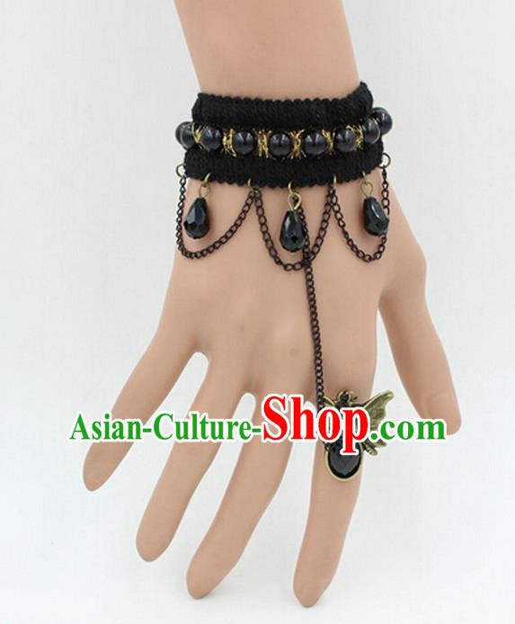 Traditional Chinese Accessories Black Lace Bracelet Bangle Chain for Women