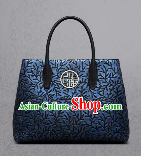 Traditional Handmade Asian Chinese Element Clutch Bags Shoulder Bag National Knurling Blue Handbag for Women