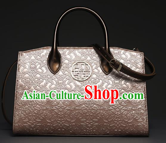 Traditional Handmade Asian Chinese Element Knurling Shoulder Bags National Pink Handbag for Women