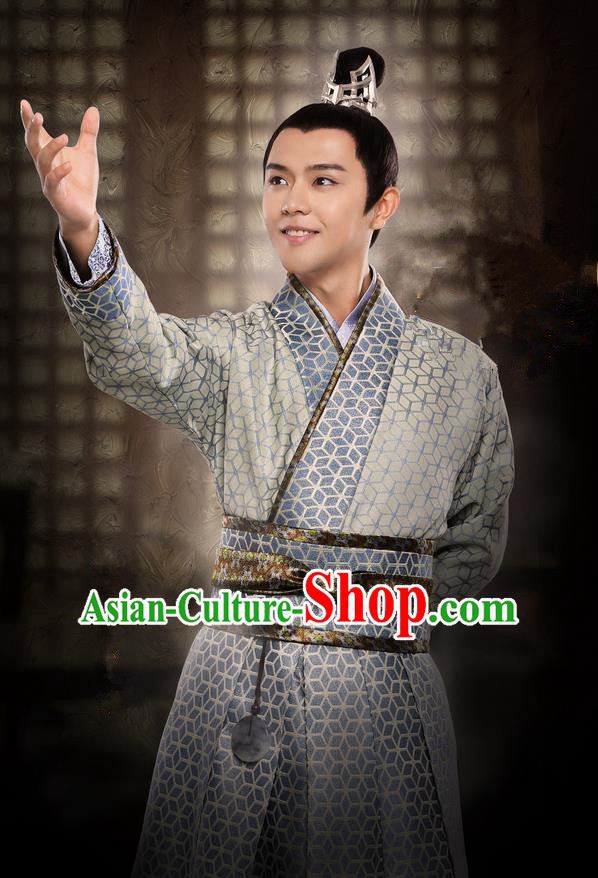 Asian Chinese Traditional Ancient Aristocratic Costume, Lost Love In Times China Northern and Southern Dynasties Prince Swordsman Robe Clothing