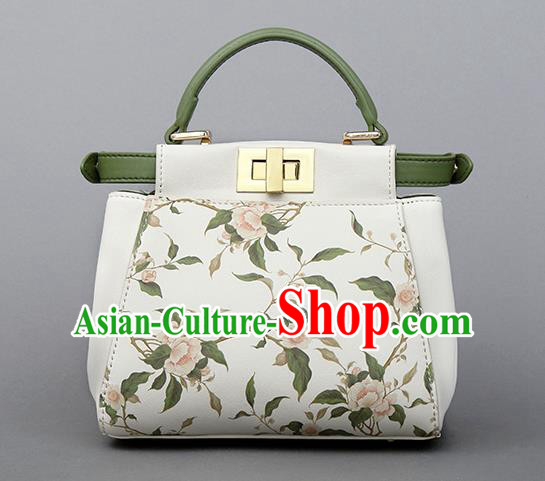 Traditional Handmade Asian Chinese Element Clutch Bags Shoulder Bag National Printing Flowers Evening Dress Handbag for Women