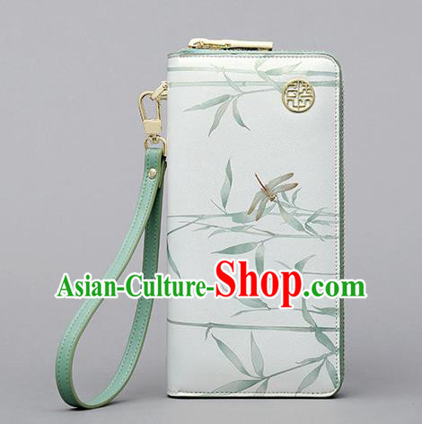 Traditional Handmade Asian Chinese Element Printing Bamboo Wallet National Handbag Purse for Women