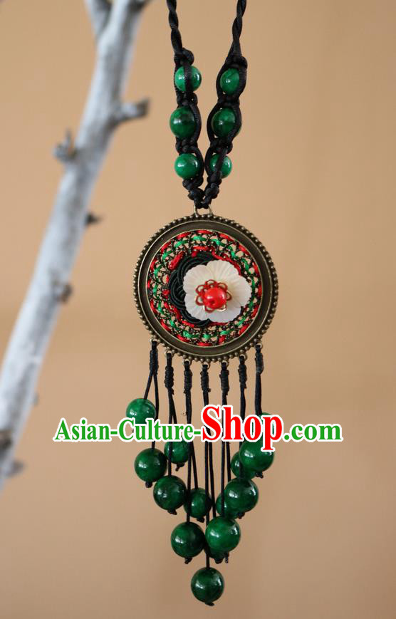 Traditional Handmade Chinese National Miao Nationality Necklace Embroidered Sweater Chain for Women